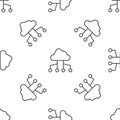 Grey line Network cloud connection icon isolated seamless pattern on white background. Social technology. Cloud Royalty Free Stock Photo