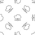 Grey line Network cloud connection icon isolated seamless pattern on white background. Social technology. Cloud Royalty Free Stock Photo