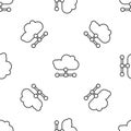 Grey line Network cloud connection icon isolated seamless pattern on white background. Social technology. Cloud Royalty Free Stock Photo