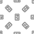 Grey line Online shopping on mobile phone icon isolated seamless pattern on white background. Internet shop, mobile Royalty Free Stock Photo