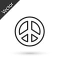Grey line Peace icon isolated on white background. Hippie symbol of peace. Vector Illustration Royalty Free Stock Photo