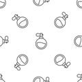 Grey line Perfume icon isolated seamless pattern on white background. Vector