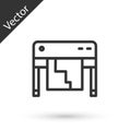 Grey line Plotter icon isolated on white background. Large format multifunction printer. Polygraphy, printshop service