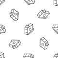 Grey line Printer ink cartridge icon isolated seamless pattern on white background. Vector