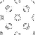 Grey line Processor icon isolated seamless pattern on white background. CPU, central processing unit, microchip Royalty Free Stock Photo