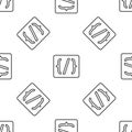 Grey line Programming language syntax icon isolated seamless pattern on white background. Syntax programming file system