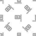 Grey line Public transport board icon isolated seamless pattern on white background. Mechanical scoreboard. Info of