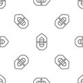 Grey line Rafting boat icon isolated seamless pattern on white background. Inflatable boat. Water sports, extreme sports Royalty Free Stock Photo