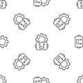 Grey line Robot setting icon isolated seamless pattern on white background. Artificial intelligence, machine learning Royalty Free Stock Photo