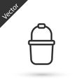 Grey line Sauna bucket icon isolated on white background. Vector