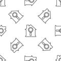 Grey line Search house icon isolated seamless pattern on white background. Real estate symbol of a house under Royalty Free Stock Photo