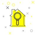 Grey line Search house icon isolated on white background. Real estate symbol of a house under magnifying glass. Vector Royalty Free Stock Photo