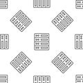 Grey line Server, Data, Web Hosting icon isolated seamless pattern on white background. Vector