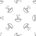 Grey line Shark fin soup icon isolated seamless pattern on white background. Vector. Royalty Free Stock Photo