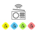 Grey line Smart radio system icon isolated on white background. Internet of things concept with wireless connection. Set