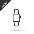 Grey line Smartwatch icon isolated on white background. Vector