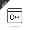 Grey line Software, web developer programming code icon isolated on white background. Javascript computer script random Royalty Free Stock Photo