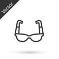 Grey line Sport cycling sunglasses icon isolated on white background. Sport glasses icon. Vector Royalty Free Stock Photo