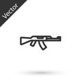 Grey line Submachine gun icon isolated on white background. Kalashnikov or AK47. Vector
