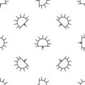 Grey line Sunrise icon isolated seamless pattern on white background. Vector Illustration