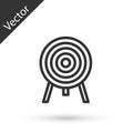 Grey line Target icon isolated on white background. Dart board sign. Archery board icon. Dartboard sign. Business goal Royalty Free Stock Photo