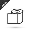 Grey line Toilet paper roll icon isolated on white background. Vector Illustration Royalty Free Stock Photo