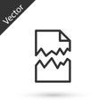 Grey line Torn document icon isolated on white background. Vector