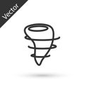 Grey line Tornado icon isolated on white background. Vector Illustration