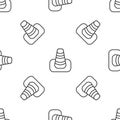 Grey line Traffic cone icon isolated seamless pattern on white background. Vector