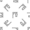 Grey line Vintage street light icon isolated seamless pattern on white background. Vector Royalty Free Stock Photo