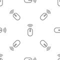 Grey line Wireless computer mouse system icon isolated seamless pattern on white background. Internet of things concept Royalty Free Stock Photo