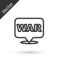 Grey line The word war icon isolated on white background. International military conflict. Army. Armament. Nuclear