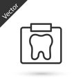 Grey line X-ray of tooth icon isolated on white background. Dental x-ray. Radiology image. Vector Royalty Free Stock Photo