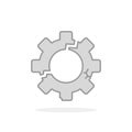 grey linear broken gear like big failure icon