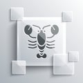 Grey Lobster icon isolated on grey background. Square glass panels. Vector
