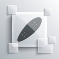 Grey Longboard or skateboard cruiser icon isolated on grey background. Extreme sport. Sport equipment. Square glass