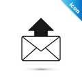 Grey Mail and e-mail icon isolated on white background. Envelope symbol e-mail. Email message sign. Vector Royalty Free Stock Photo