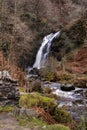 Grey Mare`s Tail Waterfall and burn in winter, Galloway Forest Park, Scotland Royalty Free Stock Photo