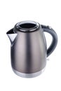 Grey matt painted stainless steel kettle on white background