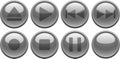Grey media buttons. [Vector] Royalty Free Stock Photo
