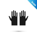 Grey Medical rubber gloves icon isolated on white background. Protective rubber gloves. Vector Royalty Free Stock Photo