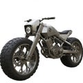 Grey Metal Custom Motorcycle with Large Tires Royalty Free Stock Photo