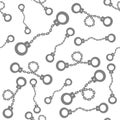 Grey Metal Handcuffs Seamless Pattern on White Background