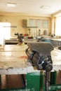 Grey metal vise to repair at school class Royalty Free Stock Photo