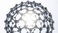 Grey Metallic Fullerene Molecular Structure on White Background Royalty Free Stock Photo