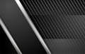 Grey metallic stripes and lines on black background, abstract tech design Royalty Free Stock Photo