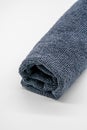 Grey microfiber tower isolated on white background Royalty Free Stock Photo