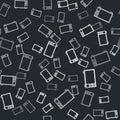 Grey Microwave oven icon isolated seamless pattern on black background. Home appliances icon. Vector Royalty Free Stock Photo