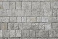 Grey modern coble stone background. Close up top view on monotone gray brick stone. Sidewalk or pavement Royalty Free Stock Photo