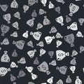 Grey Money bag icon isolated seamless pattern on black background. Dollar or USD symbol. Cash Banking currency sign Royalty Free Stock Photo